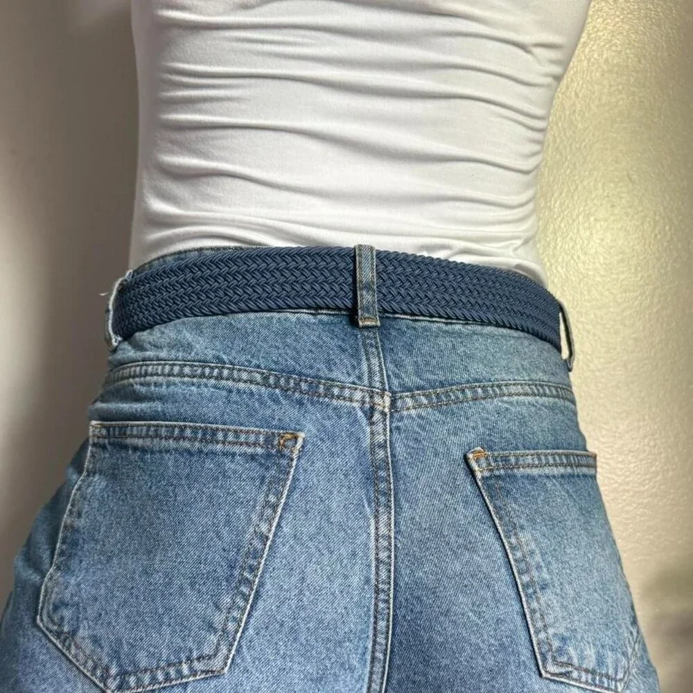 Vintage blue Oxford‎ leather braided belt